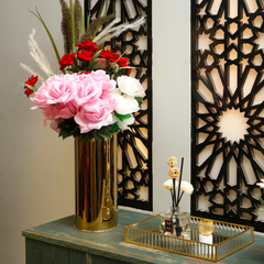 Oro Cylinder Vase: gold stainless steel cylinder vase