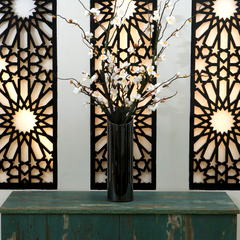 Noir Fluted Vase: black fluted stainless steel table vase