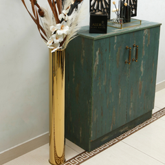 Oro Column Floor Vase: tall gold stainless steel column floor vase