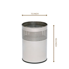 Argent Studio Bin: silver stainless steel wastebasket with mesh sides, view 4