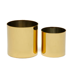 Oro Planter Duo: pair of gold stainless steel tabletop planters, view 3