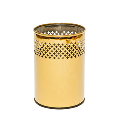 Oro Studio Bin: gold stainless steel wastebasket with mesh sides, view 2