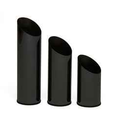 Noir Fluted Vase: black fluted stainless steel table vase, view 3