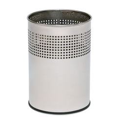 Argent Studio Bin: silver stainless steel wastebasket with mesh sides, view 2