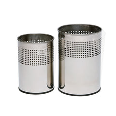Argent Studio Bin: silver stainless steel wastebasket with mesh sides, view 3