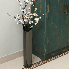 Black Slit Floor Vase