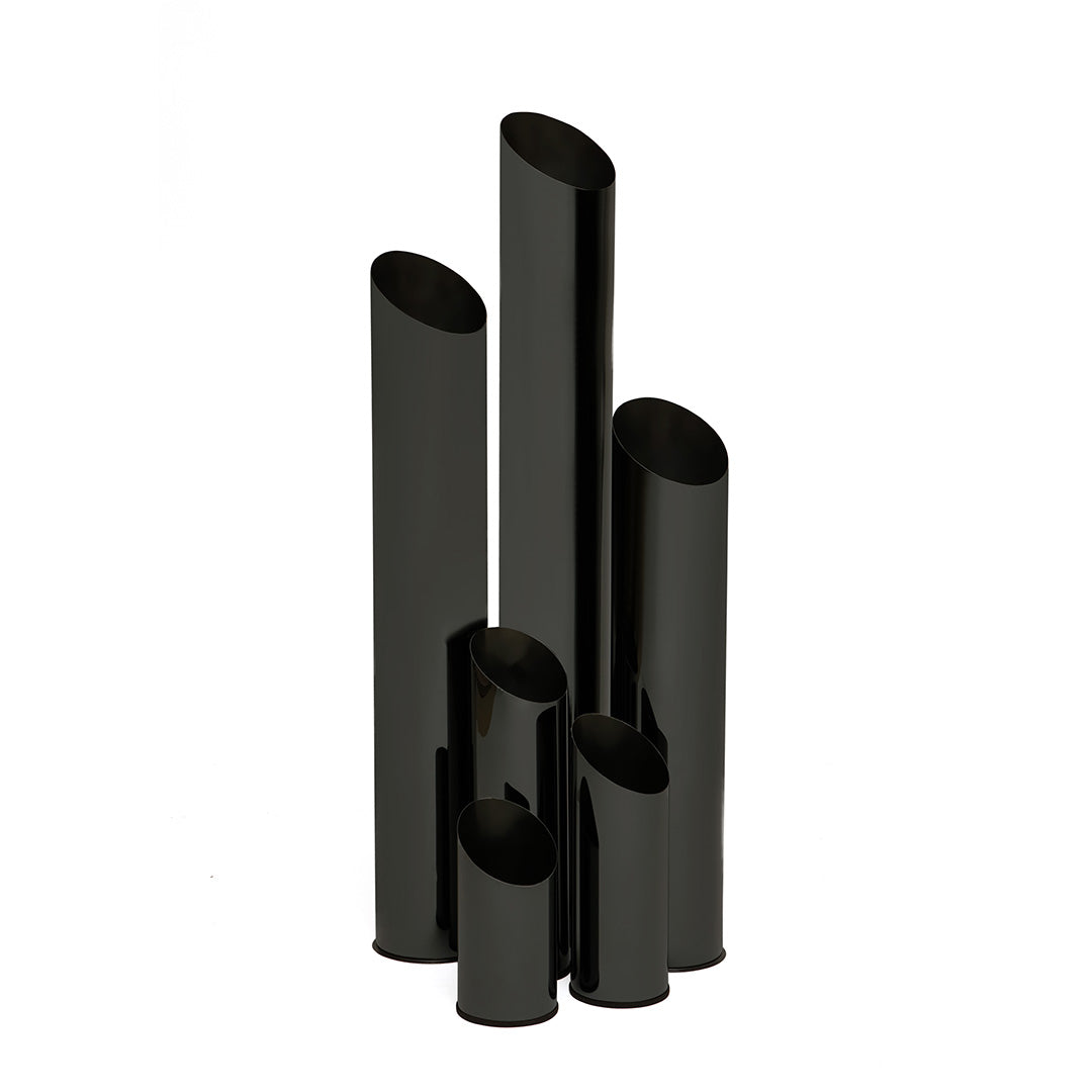 Pack of 3 Black Slit Floor Vase Set